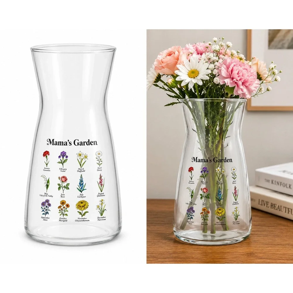 Mama's Garden Birth Month Flowers‎  Glass Vase 8